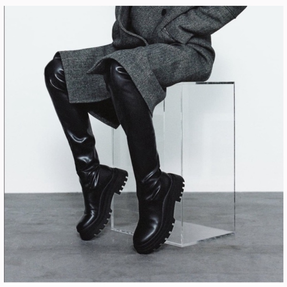 ZARA - leather over the knee chelsea boots